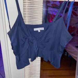 Navy Tie Crop Top